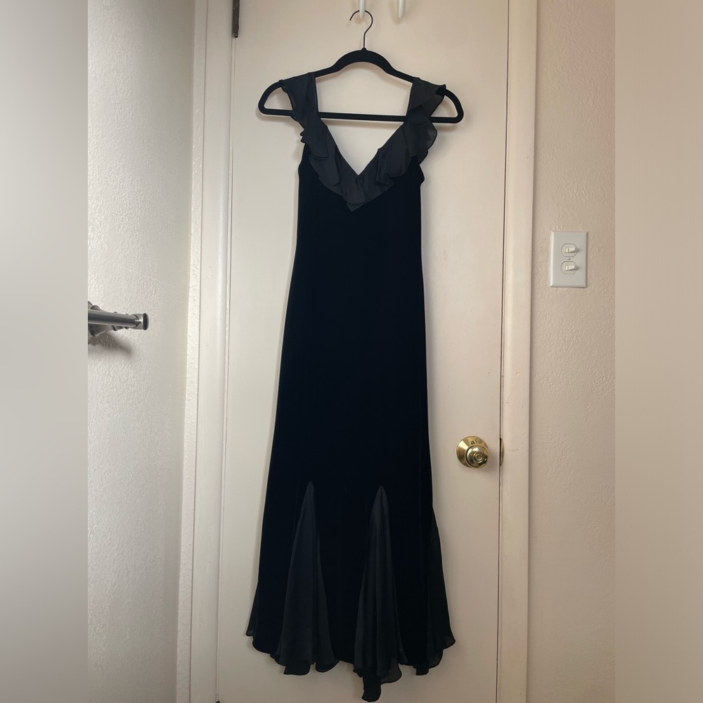 Lauren Ralph Lauren Black Velvet and Silk Cocktail Dress Size 8